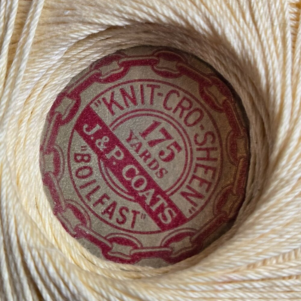 Vintage J&P Coats Knit-Cro-Sheen Crochet Thread Boilfast 175 Yards Yellow Cotton - Picture 5 of 6